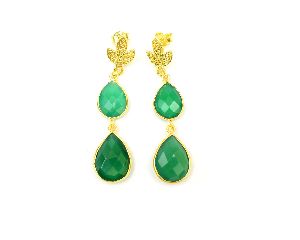 green onyx gemstone Stud Earring