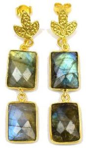 Labradorite Gemstone Stud Earring