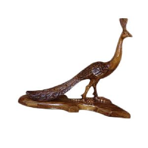 Teak Wood Peacock Statue
