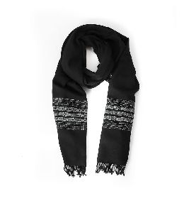 Black Base Border White Lambswool Shawl