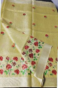 Linen Embroidery Saree
