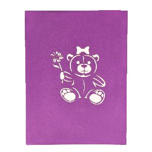 Teddy Bear Love Greeting Card for Girlfriend - Purple