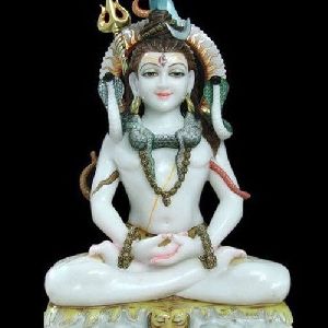 Painted Marble Shiva Statue