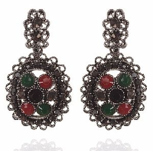 Zephyrr Fashion Pierced Hanging Earrings Oxidized Handmade Stones