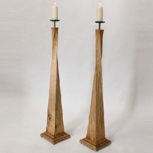 WOODEN CANDLE STAND IN TOWER SHAPE