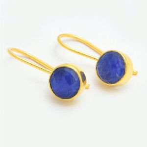 Dyed Blue Sapphire Dangle Earrings