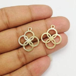Fancy Clover 20mm Brushed Gold Plated Charms