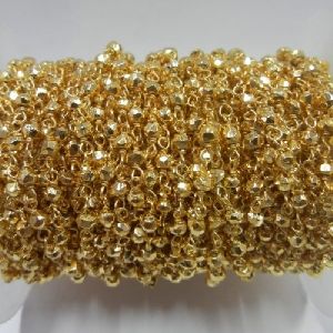Golden Pyrite Gemstone Beaded Chain