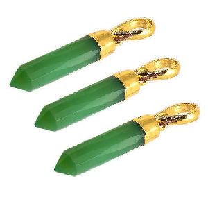 Green Chalcedony Gold Electroplated Cap Spikes Pendant