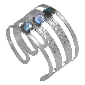 Labradorite Cushion Shape Sterling Silver Adjustable Bracelet