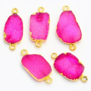 Gold Electroplated Edge Gemstone Slice Connector
