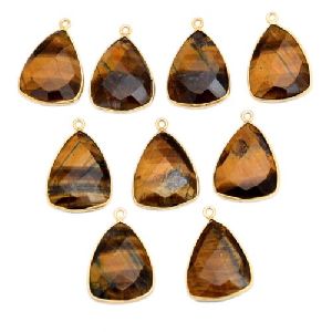 Tiger Eye Trillion Bezel Set Pendant