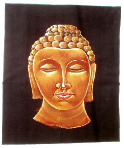 Lord Budh Batik Velvet Indian Handicrafts Gods Wall Hanging