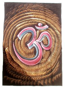 Om Symble Batik Velvet Indian Handicrafts Gods Wall Hanging