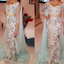 dunia batma arab idol embellished light blue Moroccan caftan evening gown