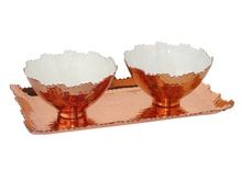 Tray Set with Bowls , Copper Polished Tray with Two Bowls