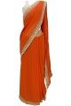 Tangerine Gold Leaf Detail Saree