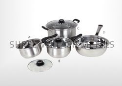Stainless Steel Encapsulate Cookware / Wire Handle Glass Lid