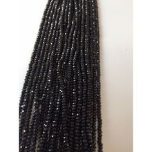 Black spinel roundel faceted natural bead