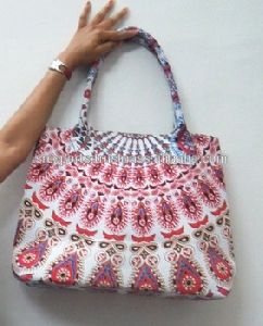 Indian Designer Cotton Beach Bag Large Mandala Shopping Purse Boho Bag