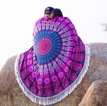 Indian Mandala Roundie Hippie Boho Beach Towel Round Throw Tassels Yoga Mat
