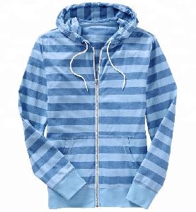 striped zipper up hoodie with pocket
