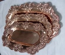 Copper serving Tray embossed