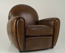 Antique Leather Sofa with Curved Back