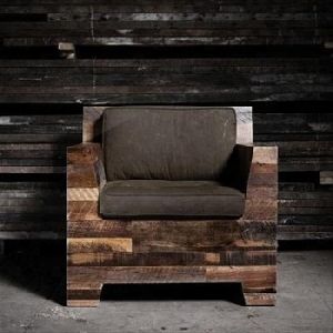 Industrial Reclaimed Wood Recliner Sofa Chair 