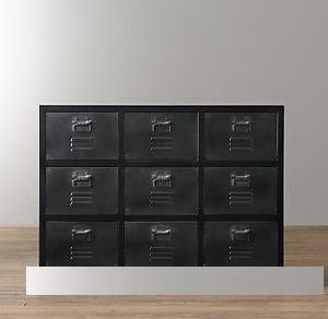 Industrial Vintage Metal Chest , Black Metal 9 drawer chest
