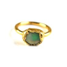 Fire Opal Ring Faceted Gemstone Ring Gold Plated Ring