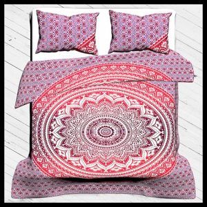 Duvet Cover Set, 100% Cotton Bedding Set Ombre Print Queen Size With Pillow Cover