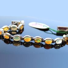 sterling silver oval shape ethiopian opal bracelet