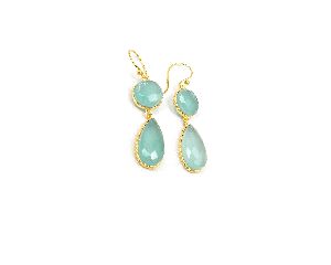 Aqua Chalcedony Gemstone Earring