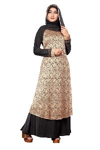 Black Color Imported Lace Work Lycra Abaya Burkha