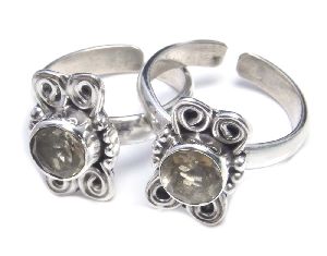 sterling natural smoky quartz gemstone sterling silver toe ring