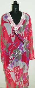 colored floral chiffon kaftan