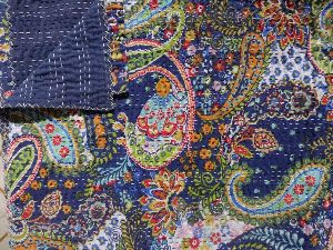 Handmade Paisley Print Kantha Quilt