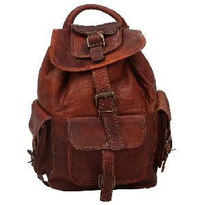 Dark Brown Leather Backpack Bag