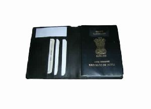 Black color genuine leather Passport case