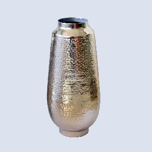 Silver Hammered Iron Vase