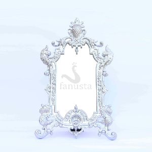 Silver Sculptural Table Mirror