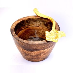 Wooden and Aluminium Serving Bowl