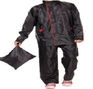 Black Rain Coat with Red Lines