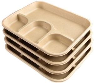 4 Compartment Sugarcane Bagasse Plates