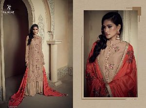 Amyra Embroidered Silk Palazzo Suits
