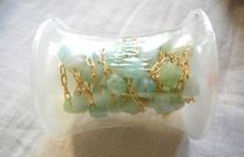 Amazonite Cube Facet Beaded 925 Sterling Silver Gold Plated Chain Spool