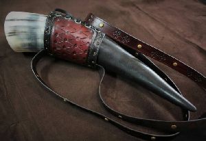 Drinking Horn with Leather Holder