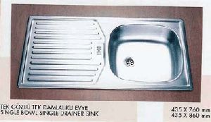 Stainless Steel Single Bowl Kitchen Sink with Drainboard