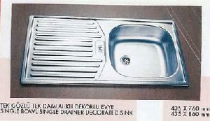 Stainless Steel Square Kitchen Sink with Drainboard